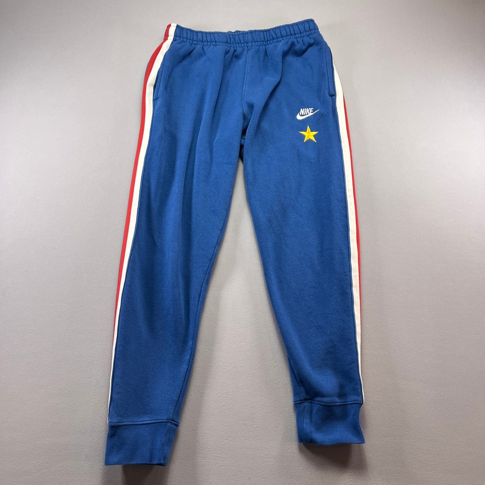 Nike Vintage Stories Fleece Jogger Pants Mens Medium Blue Cotton Running Jogging